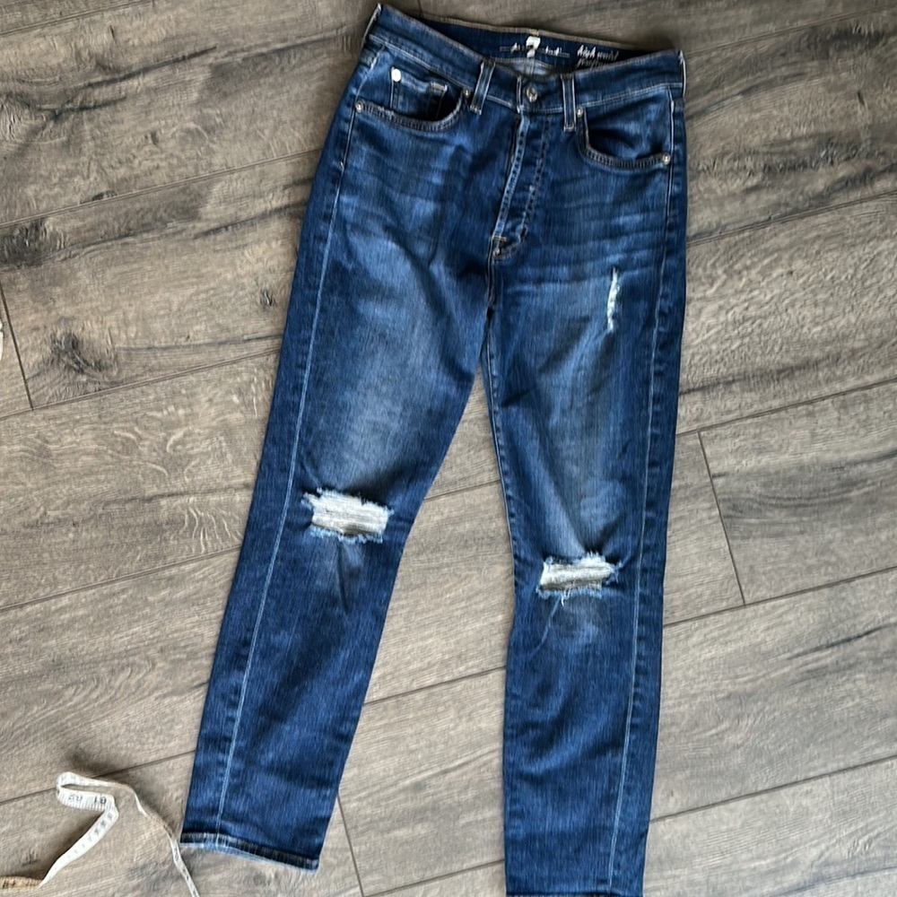 7 for all mankind jeans blue denim Bikercore size 27 - Picture 4 of 9